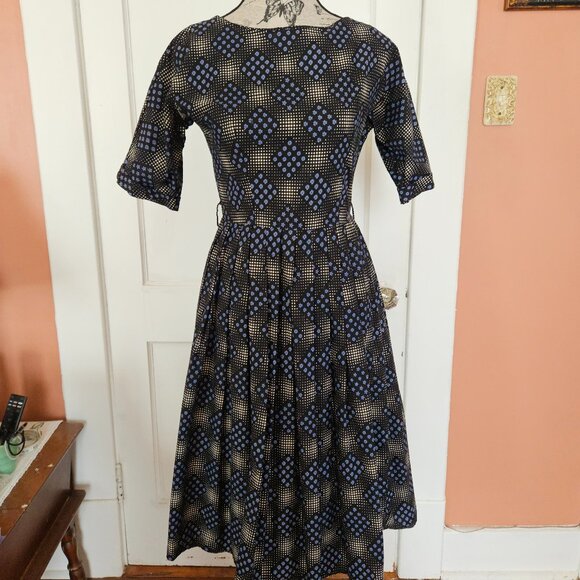 ASOS Retro Shirtwaist Abstract Dress S-2 - Picture 3 of 7